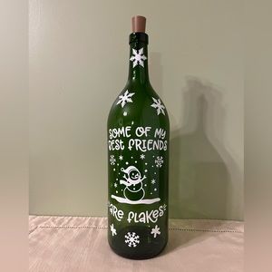 Decorated Wine Bottles, Home Decor, Winter Decor, Friends